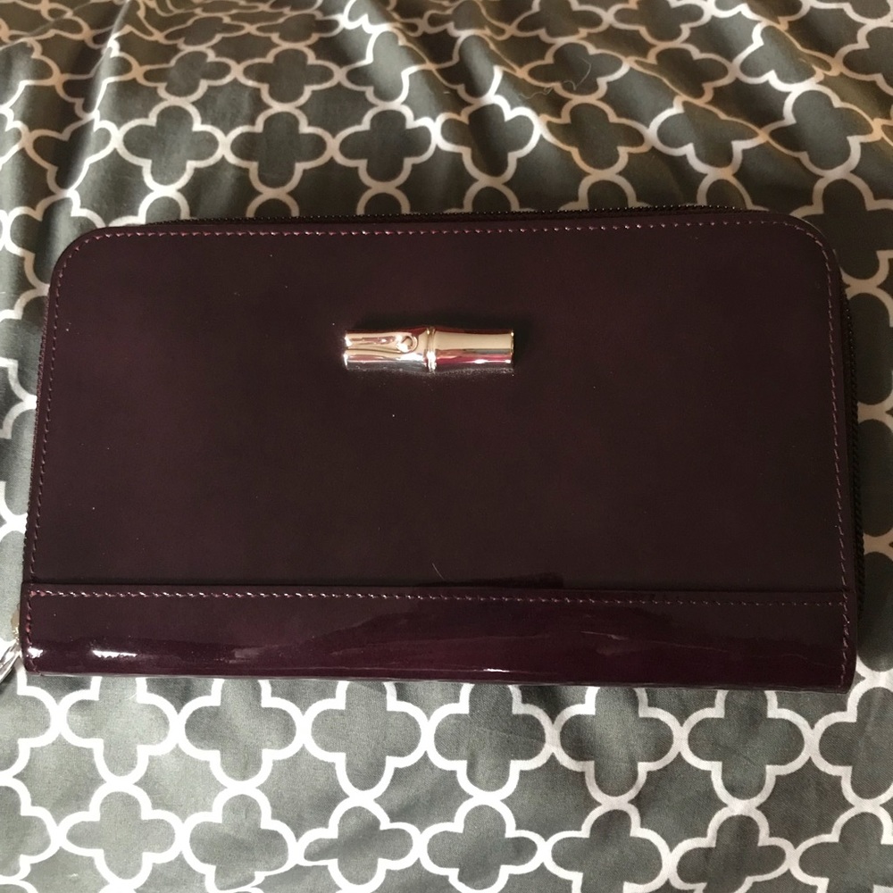 Longchamp Patent Zipper Wallet